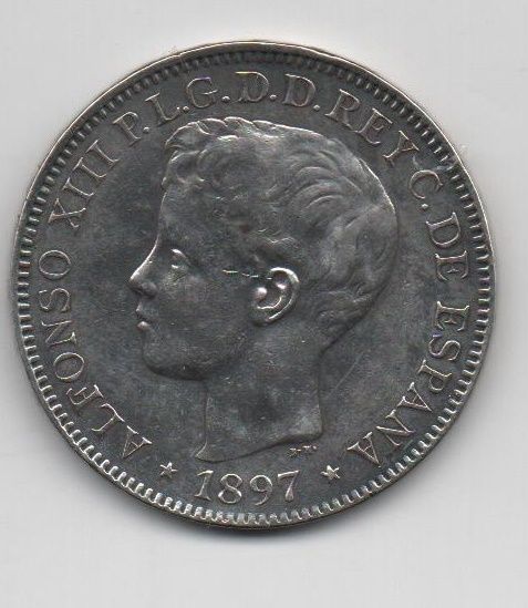 ALFONSO XIII DEL AÑO 1897 DE 1 PESO